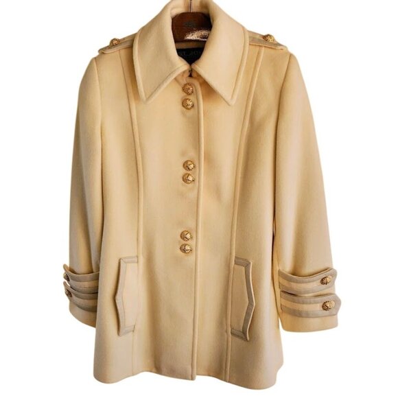 St. John Coat Collection Wool Cashmere Angora Size 4 Ivory Gold Buttons - Picture 1 of 13
